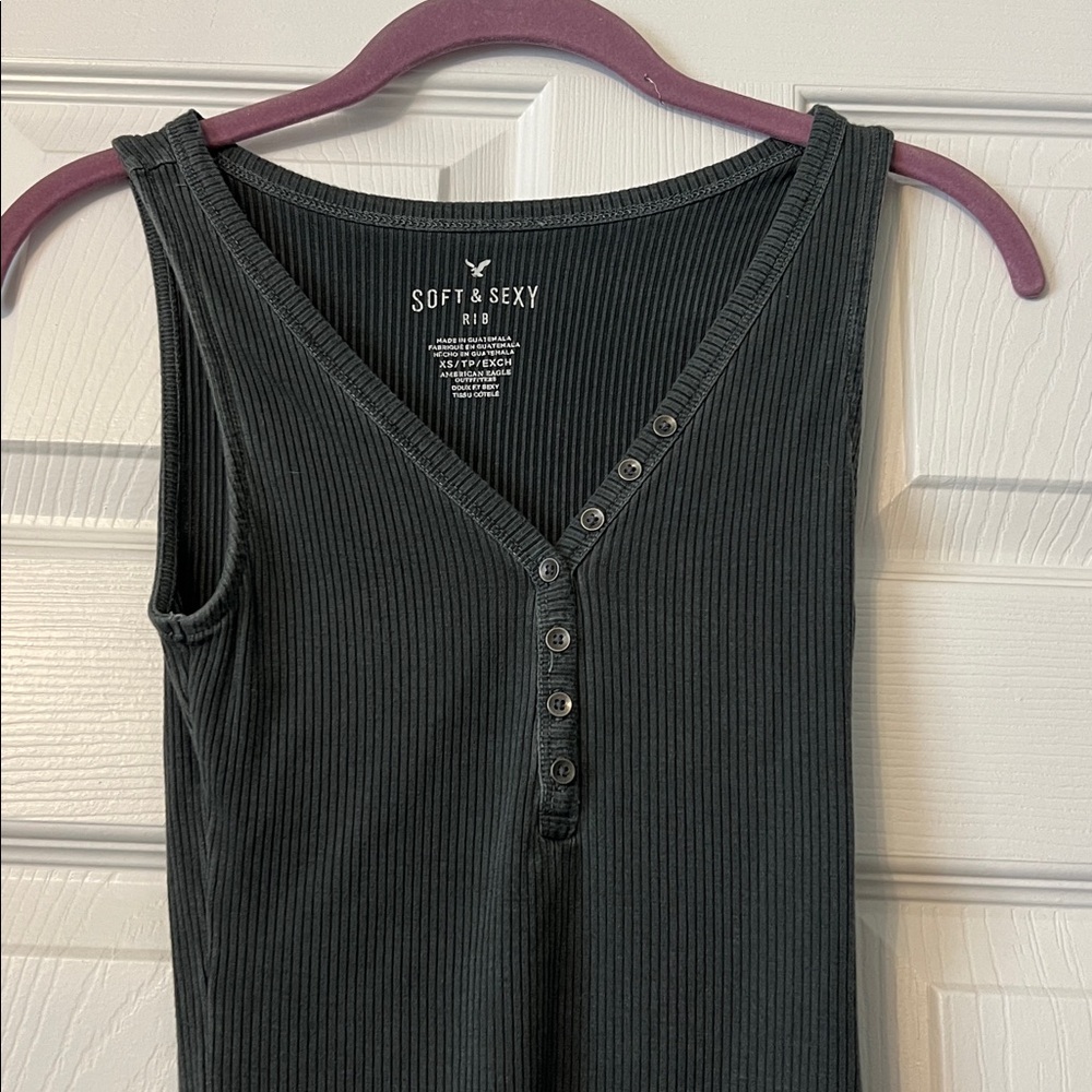 American Eagle Outfitters Gray Ribbed body suit. Size XS - Picture 2 of 5